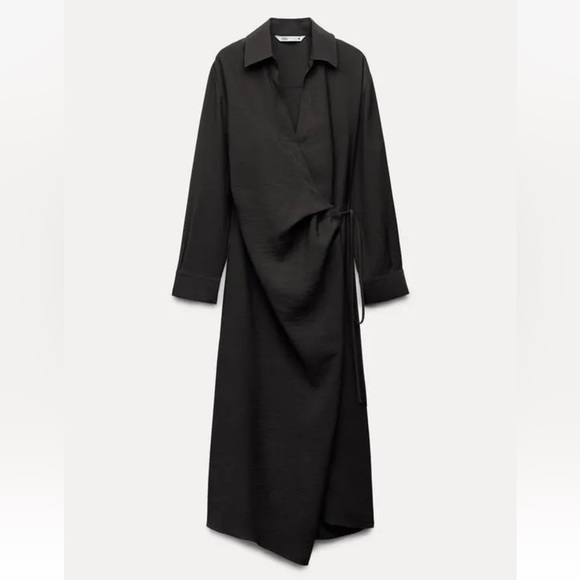 Zara Dresses & Skirts - Zara long sleeve Gray wrap dress
